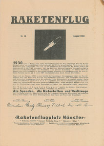 Lot #8169 Hermann Oberth Signed German Rocketry Journal - Image 2