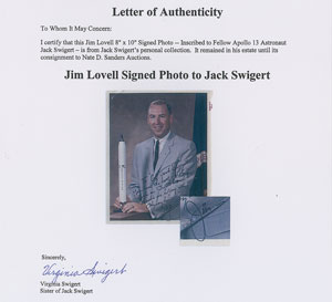 Lot #8380 James Lovell Signed Photograph to Jack Swigert - Image 2