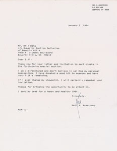 Lot #8334 Neil Armstrong Typed Letter Signed