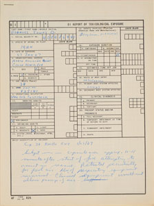 Lot #8300  Apollo 1 Report of Toxicology Exposure