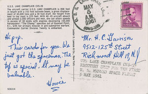 Lot #8197  MR-3: Alan Shepard Lake Champlain Recovery Postcard - Image 1