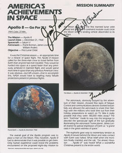 Lot #8309  Apollo 8 Signed Mission Summary - Image 1