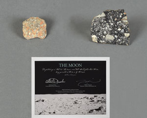 Lot #8148 Charlie Duke Signed Lunar Meteorite Set
