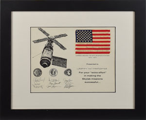 Lot #8450  Skylab Flown Multi-Signed American Flag