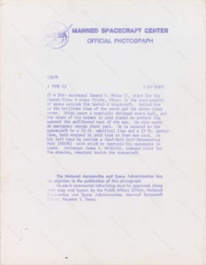 Lot #8290 Edward H. White Signed Gemini Photograph - Image 2