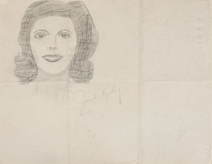 Lot #130 Jack Ruby Signed Original Sketch of Jackie - Image 1