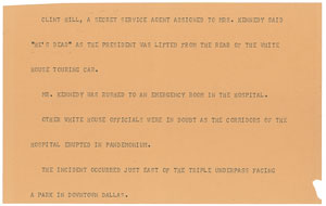 Lot #71  Kennedy Assassination: Clint Hill Teletype and Signature - Image 1