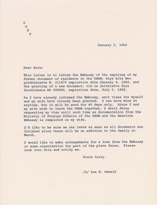 Lot #109 Lee Harvey Oswald: John G. Tower Archive - Image 3