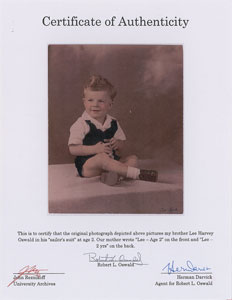 Lot #100 Lee Harvey Oswald Baby Photograph - Image 3
