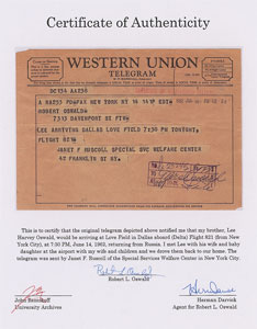 Lot #114 Lee Harvey Oswald 1962 Telegram - Image 2