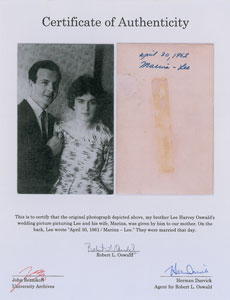 Lot #108 Lee and Marina Oswald Annotated 1961 Wedding Photograph - Image 3