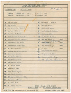 Lot #52 John F. Kennedy’s Air Force One Passenger Manifest - Image 1