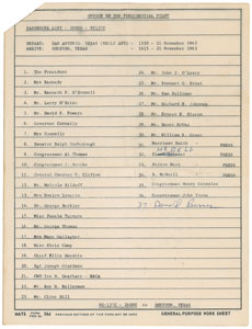 Lot #52 John F. Kennedy’s Air Force One Passenger Manifest - Image 3