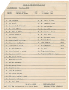Lot #52 John F. Kennedy’s Air Force One Passenger Manifest - Image 4