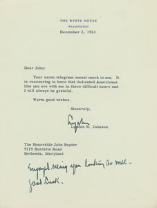Lot #84 Lyndon B. Johnson Typed Letter Signed