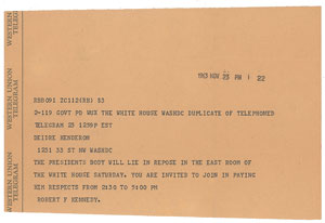 Lot #81 Robert F. Kennedy Telegrams - Image 1