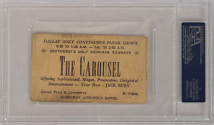 Lot #122 Jack Ruby Signed Carousel Business Card - Image 2