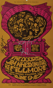 Lot #2129  Doors Signed 1967 Fillmore Auditorium Signed Mini Poster - Image 1
