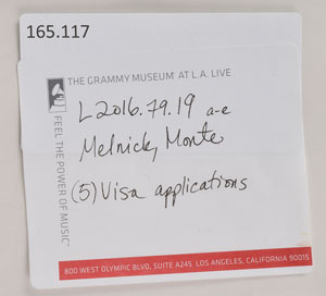 Lot #2422  Ramones Set of (5) Signed Visa Applications - Image 3