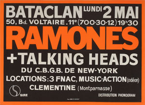Lot #2401  Ramones and The Talking Heads Batclan Paris France Poster - Image 1