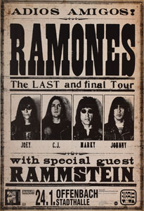 Lot #2381  Ramones 'Adios Amigos' Germany Poster