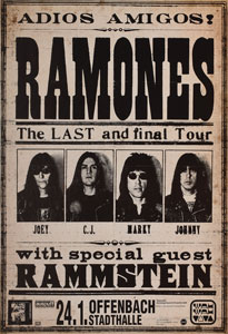 Lot #2381  Ramones 'Adios Amigos' Germany Poster - Image 1