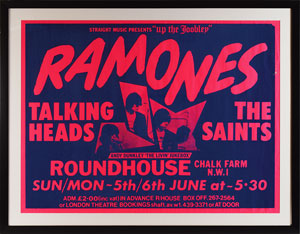 Lot #2424  Ramones, Talking Heads, and The Saints London Poster - Image 1