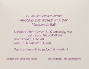 Lot #2467  Prince 1985 Masquerade Ball Birthday Invitation - Image 2