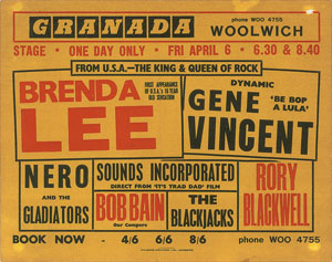 Lot #2241 Gene Vincent 1962 Handbill - Image 1