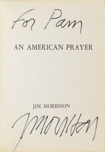 Lot #2131 Jim Morrison Signed American Prayer Book  - Image 1