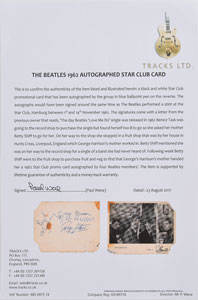 Lot #2003  Beatles Signed 1962 Star Club Promo Card - Image 3