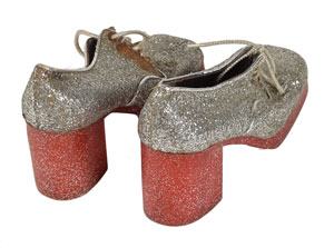 Lot #2341 Brad Delp's Pair of Silver Glitter Platform Shoes - Image 2