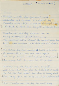 Lot #2348 Brad Delp's Handwritten Lyric Notebook