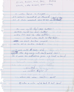 Lot #2352 Brad Delp Handwritten Lyrics for 'Rockin' Away' - Image 1