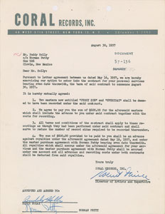 Lot #2211 Buddy Holly Signed Document - Image 1