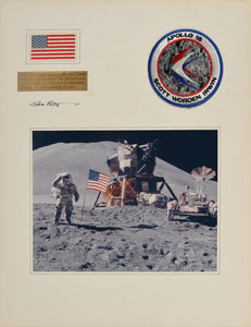 Lot #34 Dave Scott's Apollo 15 Lunar Surface-Flown Flag Signed Display - Image 1