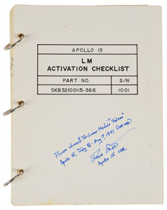 Lot #35 Dave Scott's Apollo 15 Lunar Surface-Flown LM Activation Checklist - Image 1
