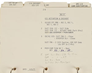 Lot #35 Dave Scott's Apollo 15 Lunar Surface-Flown LM Activation Checklist - Image 8