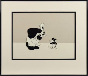 Lot #866 Mickey Mouse and Black Pete prototype cel from 50th Anniversary Portfolio - Image 1