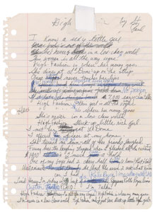 Lot #6058  Prince 'High Fashion' Handwritten Lyrics