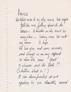 Lot #6145  Bono Copy of a Letter to Prince - Image 1