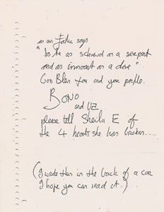 Lot #6145  Bono Copy of a Letter to Prince - Image 3