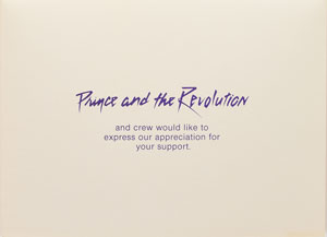 Lot #6037  Prince Purple Rain Tour Thank You Card - Image 2