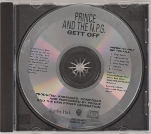 Lot #6206  Prince 'Gett Off' Promotional CD - Image 1