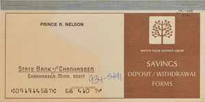 Lot #6013  Prince's Personally-Owned Checkbook - Image 1