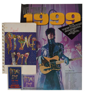 Lot #6015  Prince 1999 Schedule Notebook, Poster, and Pass