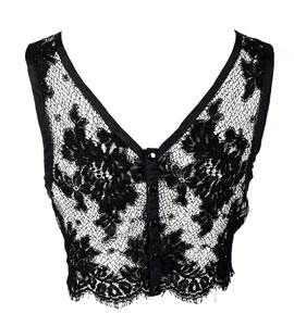 Lot #6134  Prince's Personally-Owned and -Worn Black Lace Crop Top