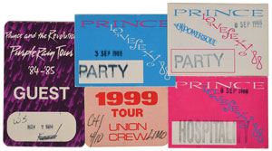 Lot #6167  Prince 1999, Purple Rain, and Lovesexy Set of (5) Backstage Passes - Image 1