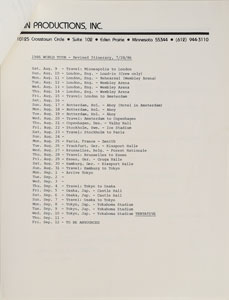 Lot #6097  Prince 1986 Parade Tour Itinerary and Memo - Image 2