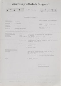 Lot #6062  Prince 1985 Call Sheet for 'America' Music Video